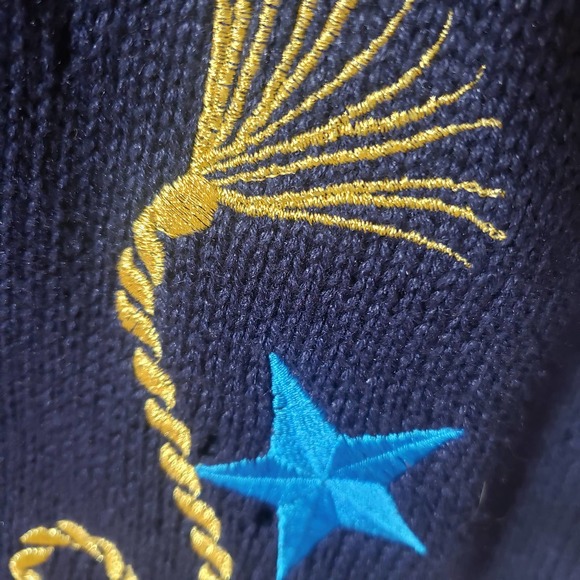 Vintage Koret Nautical Navy Sweater Vest XL Gold Rope Embroidered - Picture 4 of 9